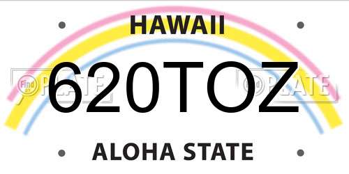 620TOZ Hawaii License Plate