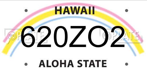 620ZO2 Hawaii License Plate