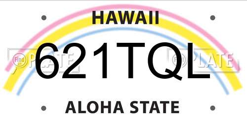 621TQL Hawaii License Plate