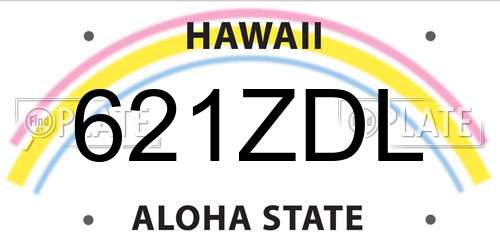 621ZDL Hawaii License Plate