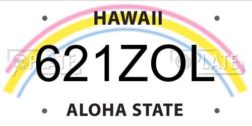 621ZOL Hawaii License Plate