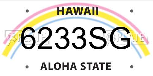 6233SG Hawaii License Plate