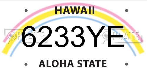 6233YE Hawaii License Plate