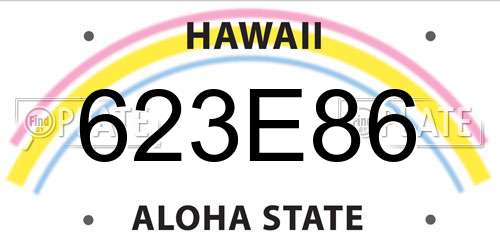 623E86 Hawaii License Plate