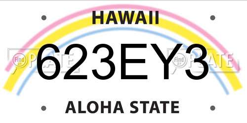 623EY3 Hawaii License Plate
