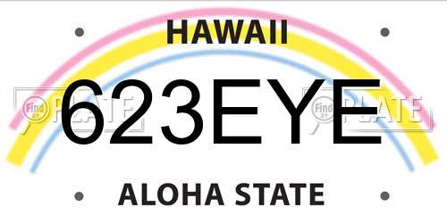 623EYE Hawaii License Plate