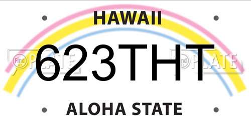 623THT Hawaii License Plate