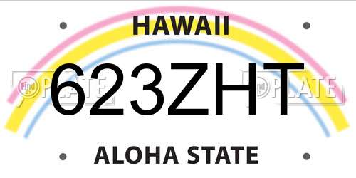 623ZHT Hawaii License Plate