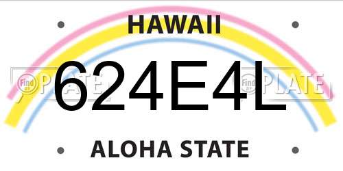 624E4L Hawaii License Plate