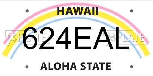 624EAL Hawaii License Plate