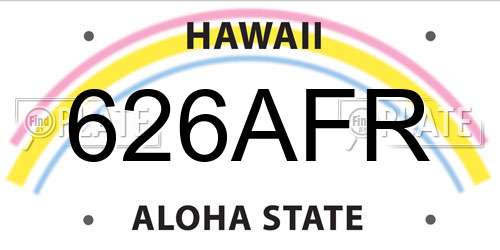626AFR Hawaii License Plate