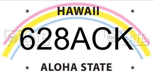 628ACK Hawaii License Plate