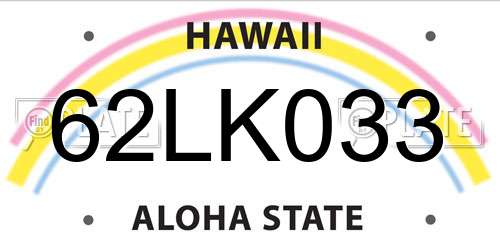 62LK033 Hawaii License Plate