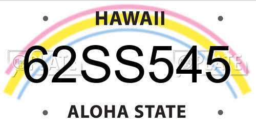 62SS545 Hawaii License Plate