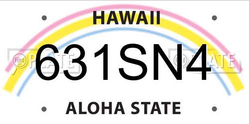 631SN4 Hawaii License Plate