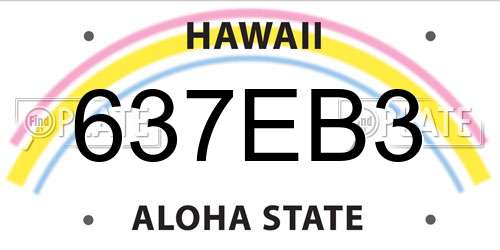 637EB3 Hawaii License Plate