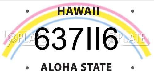 637II6 Hawaii License Plate