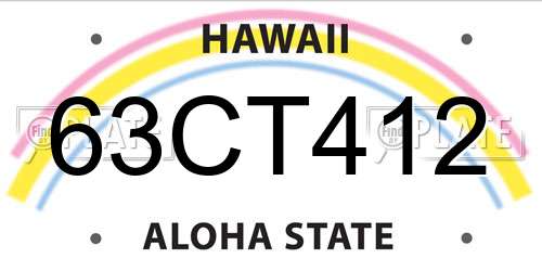 63CT412 Hawaii License Plate
