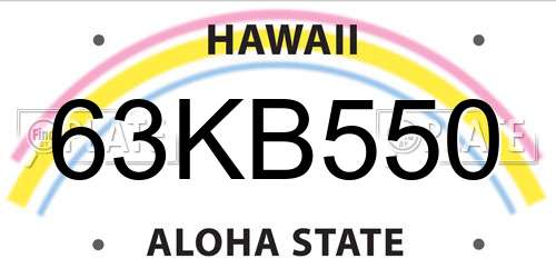 63KB550 Hawaii License Plate
