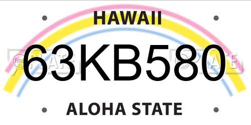 63KB580 Hawaii License Plate