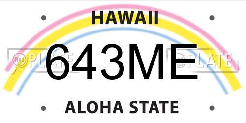 643ME Hawaii License Plate
