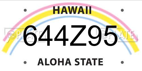 644Z95 Hawaii License Plate