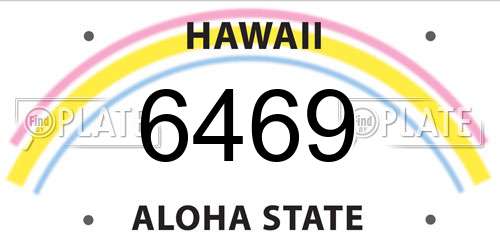 6469 Hawaii License Plate