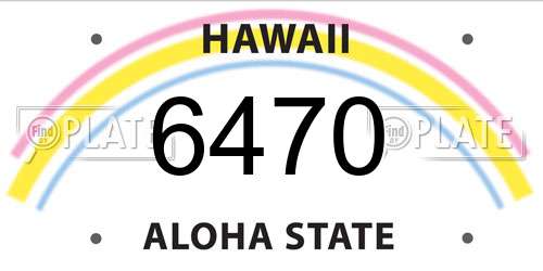 6470 Hawaii License Plate
