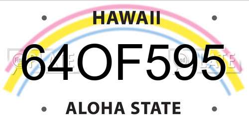 64OF595 Hawaii License Plate