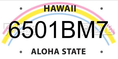 6501BM7 Hawaii License Plate