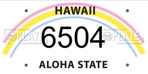 6504 Hawaii License Plate