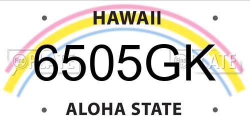 6505GK Hawaii License Plate