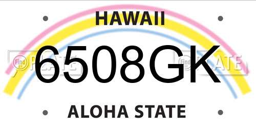 6508GK Hawaii License Plate