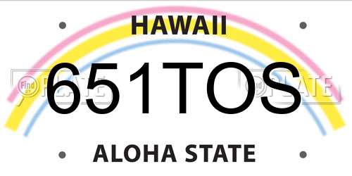 651TOS Hawaii License Plate