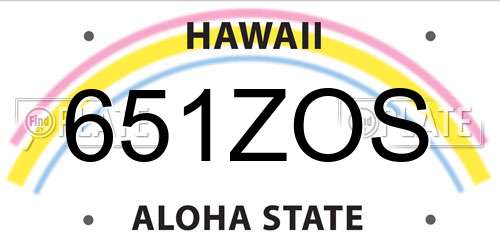 651ZOS Hawaii License Plate