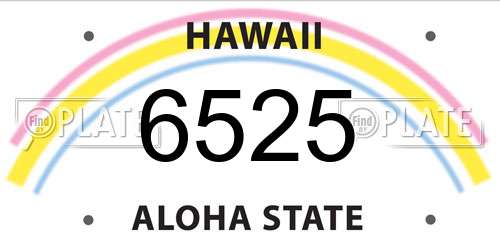 6525 Hawaii License Plate