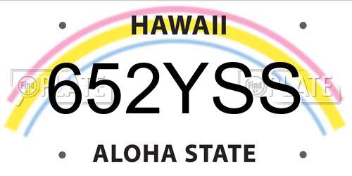 652YSS Hawaii License Plate