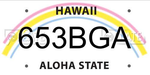 653BGA Hawaii License Plate