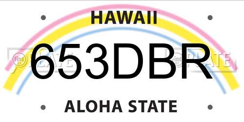 653DBR Hawaii License Plate