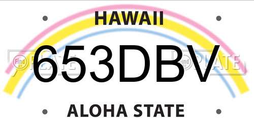 653DBV Hawaii License Plate