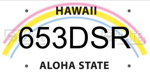653DSR Hawaii License Plate