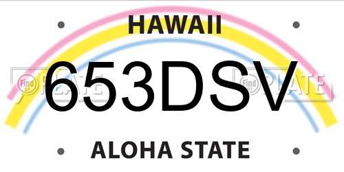 653DSV Hawaii License Plate