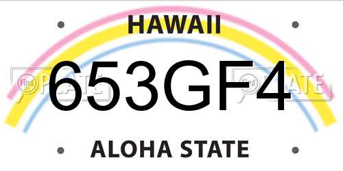 653GF4 Hawaii License Plate