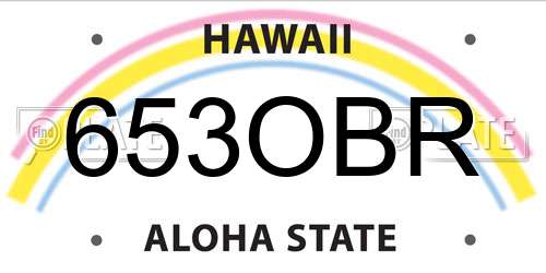 653OBR Hawaii License Plate