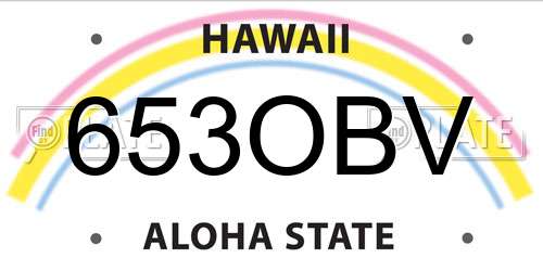 653OBV Hawaii License Plate