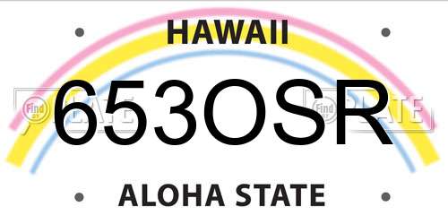 653OSR Hawaii License Plate