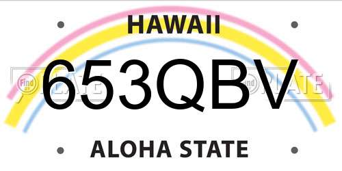 653QBV Hawaii License Plate