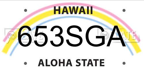 653SGA Hawaii License Plate