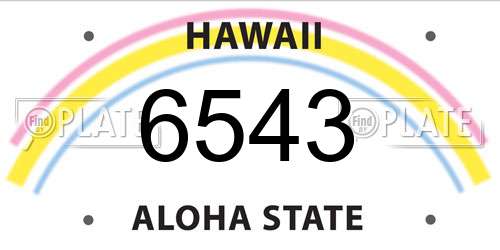 6543 Hawaii License Plate