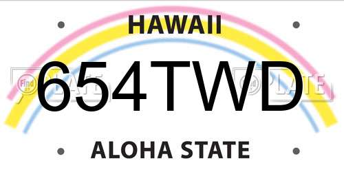 654TWD Hawaii License Plate